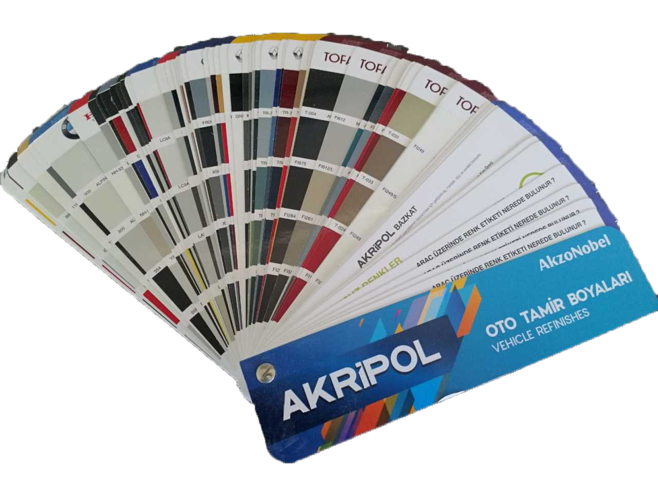 AkzoNobel Akripol Otomotiv Kutu Boya Renk Kataloğu Kartelası 2024 öncesi